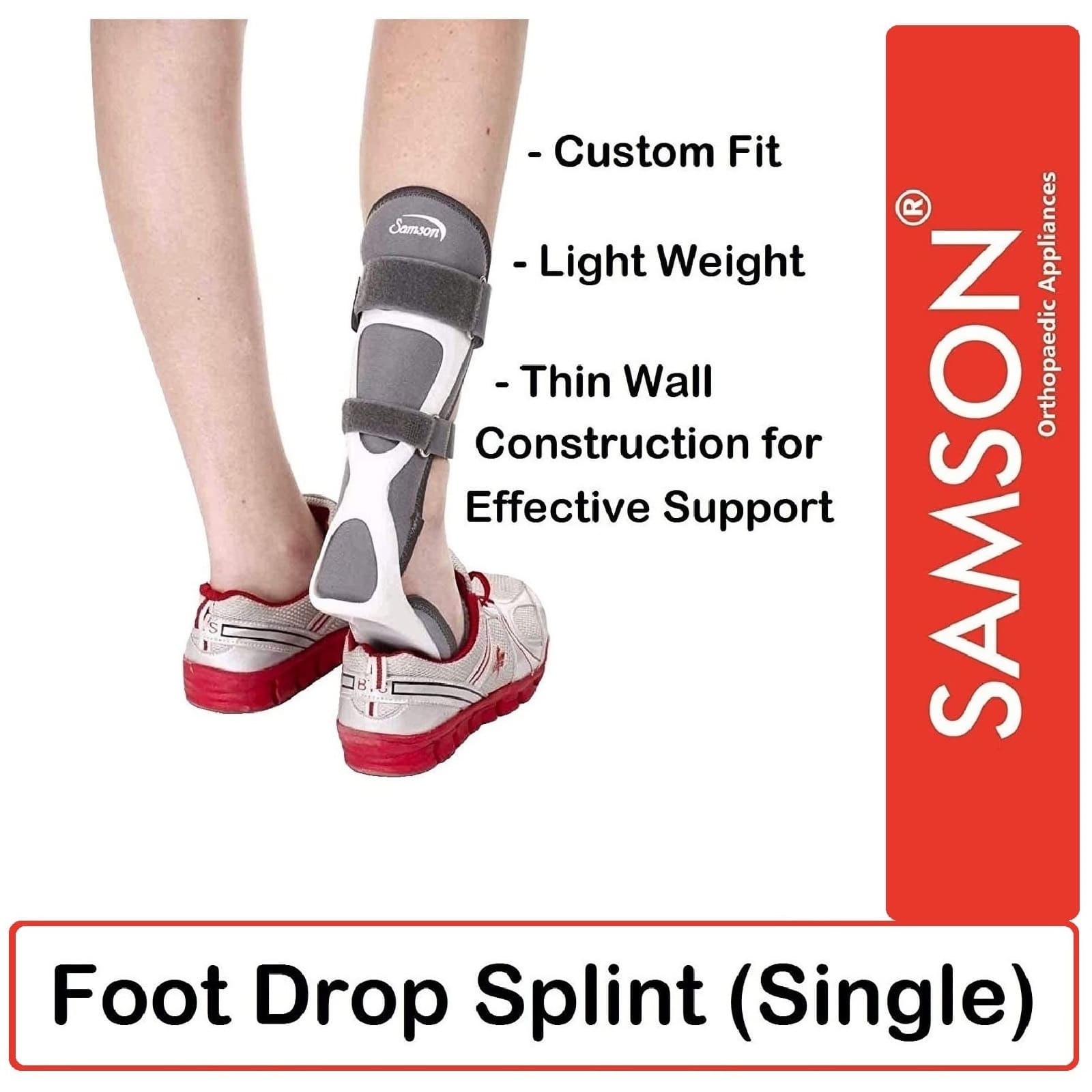 Samson Foot Drop Splint (Custom Fit, Light Weight, Thin Wall Constru